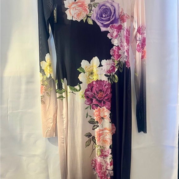 AFRM Shailene Floral Mesh Turtleneck Midi Dress Long Sleeve Size M NWT - Picture 5 of 16